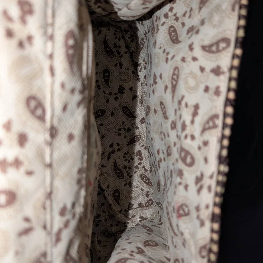 Woven Two-Tone Top-Handle Women’s Bag in Tan and Brown - Picture 6 of 7